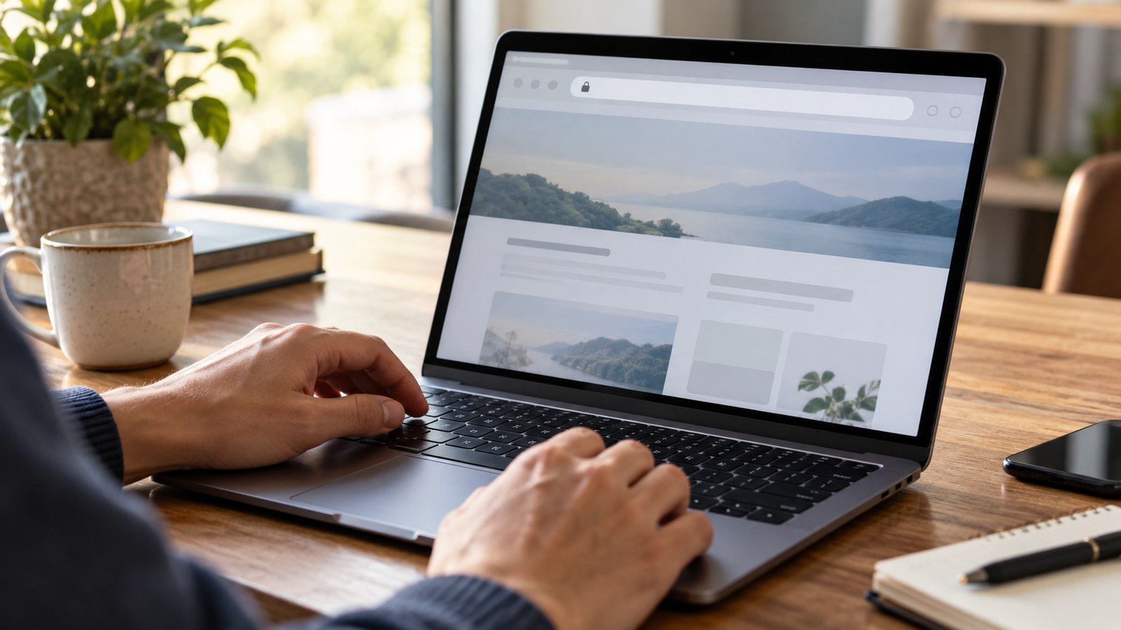 Reader checking an article in a laptop browser