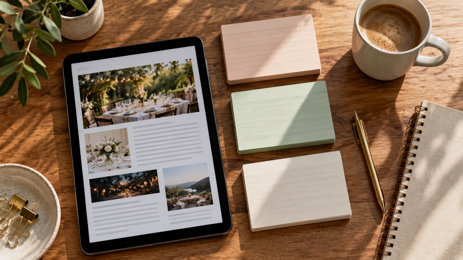 Tablet article and organised planning notes
